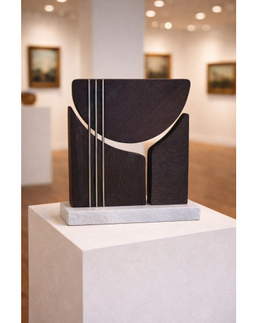 Trivium – Sculpture contemporaine bois et marbre – Marie-Laure Teissei