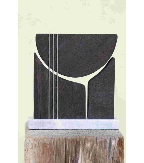 Trivium – Sculpture contemporaine bois et marbre – Marie-Laure Teissei