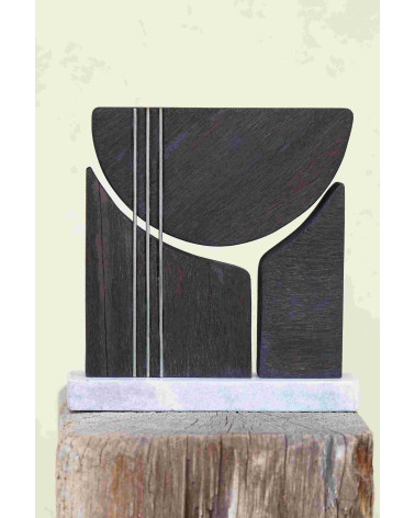 Trivium – Sculpture contemporaine bois et marbre – Marie-Laure Teissei