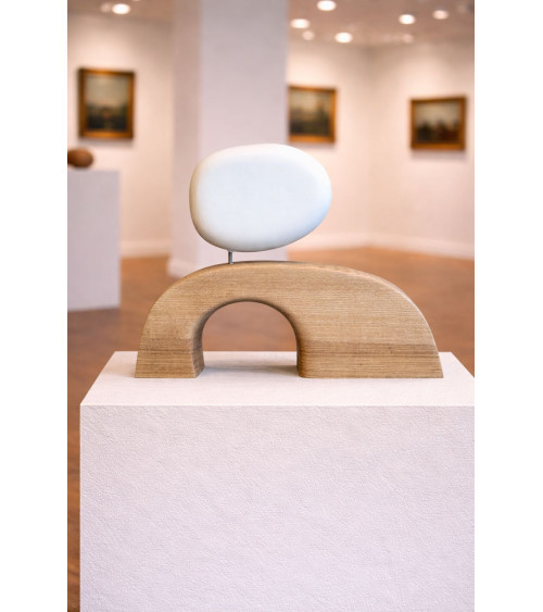 TYPO R – Sculpture contemporaine bois et blanc – Marie-Laure Teisseire