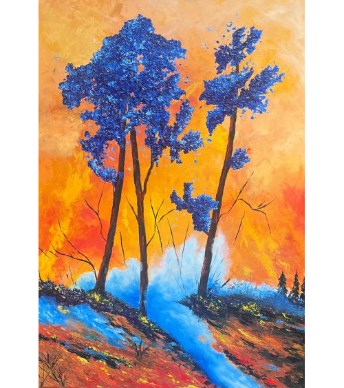 Crepusculo del Guayacan azul — Marie de Vençay | Huile sur toile conte
