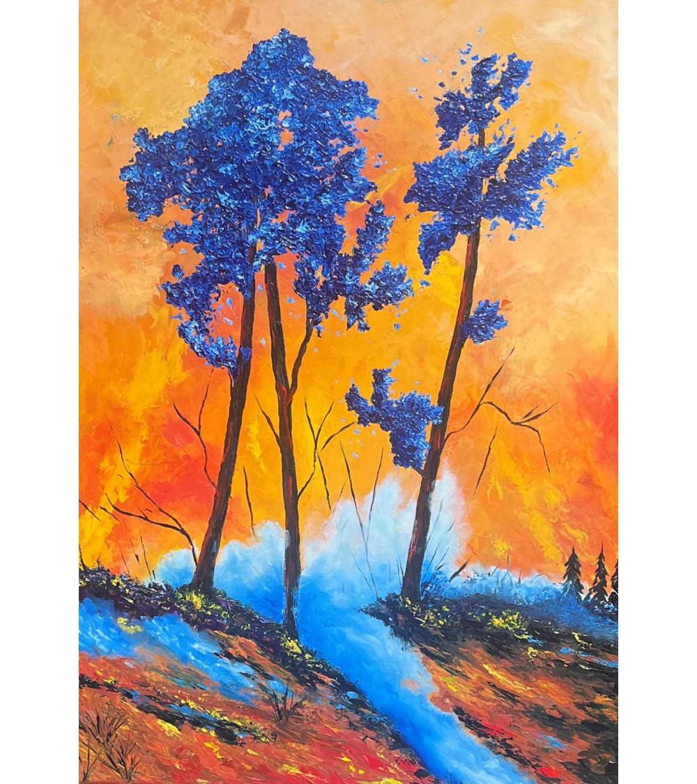 Crepusculo del Guayacan azul — Marie de Vençay | Huile sur toile conte