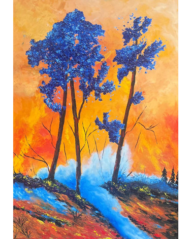 Crepusculo del Guayacan azul — Marie de Vençay | Huile sur toile conte