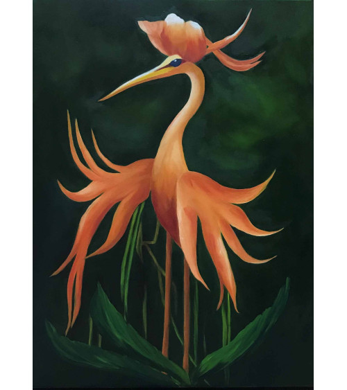 Oiseau Orchidée I – Huile sur toile tropicale | Marie de Vençay