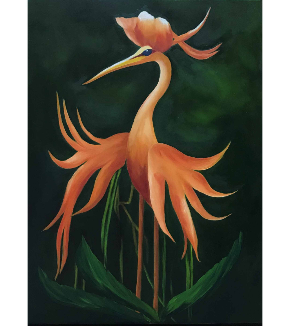 Oiseau Orchidée I – Huile sur toile tropicale | Marie de Vençay