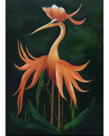 Oiseau Orchidée I – Huile sur toile tropicale | Marie de Vençay
