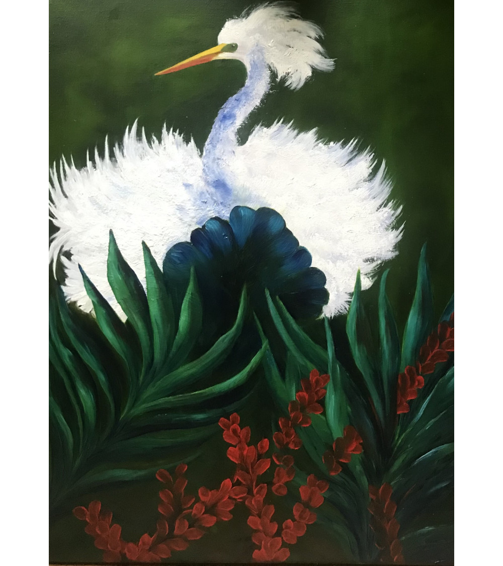 Oiseau Orchidée II – Huile sur toile poétique | Marie de Vençay