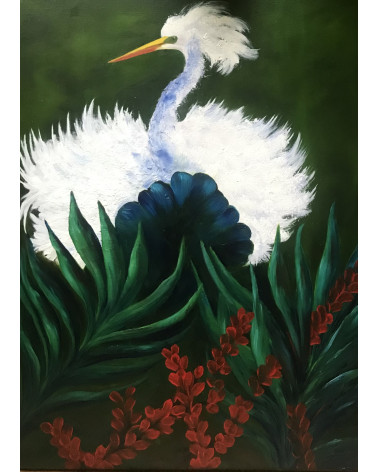 Oiseau Orchidée II – Huile sur toile poétique | Marie de Vençay