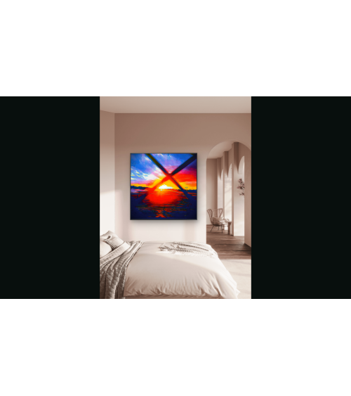 FIRE BRIDGE | Œuvre contemporaine 80x80 cm – LEV Arts Contemporains