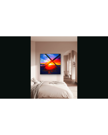 FIRE BRIDGE | Œuvre contemporaine 80x80 cm – LEV Arts Contemporains