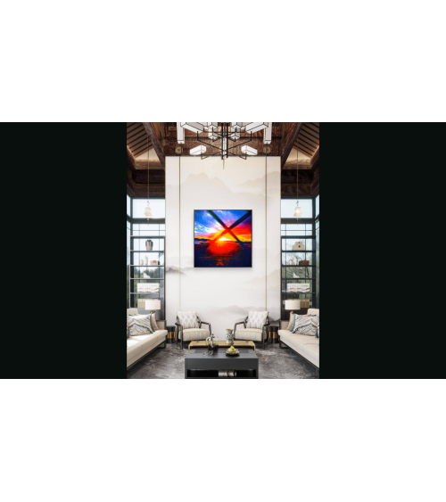 FIRE BRIDGE | Œuvre contemporaine 80x80 cm – LEV Arts Contemporains