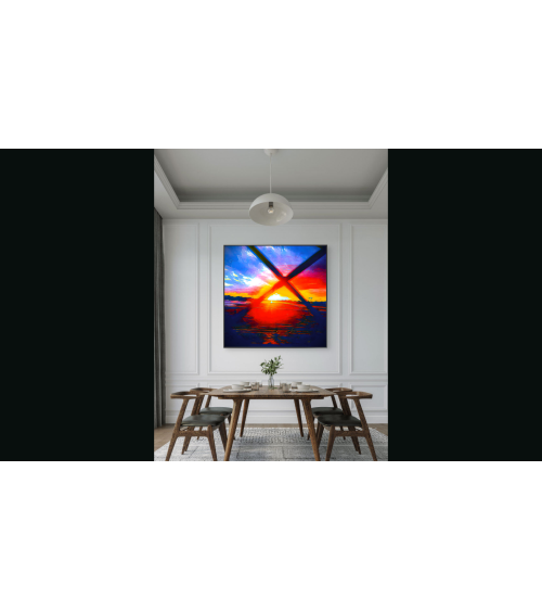 FIRE BRIDGE | Œuvre contemporaine 80x80 cm – LEV Arts Contemporains