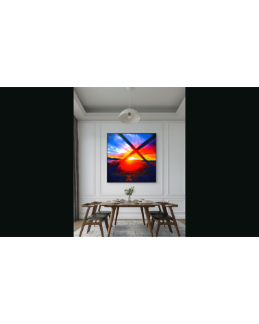 FIRE BRIDGE | Œuvre contemporaine 80x80 cm – LEV Arts Contemporains
