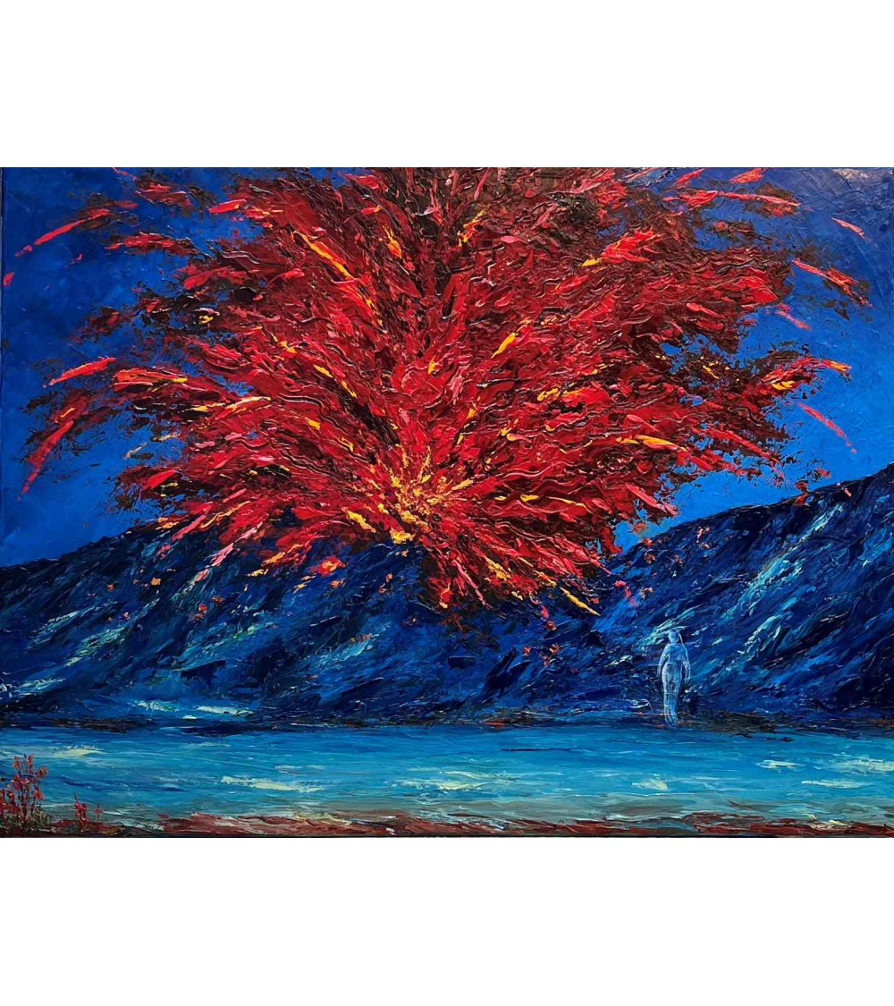 Sous le volcan – Marie de Vençay | Huile sur toile contemporaine 80 x