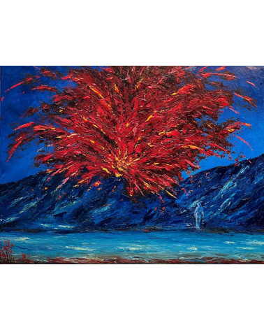Sous le volcan – Marie de Vençay | Huile sur toile contemporaine 80 x