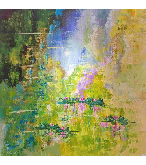 NYMPHÉAS – Nathalie Soulet | Tableau contemporain floral 60x60