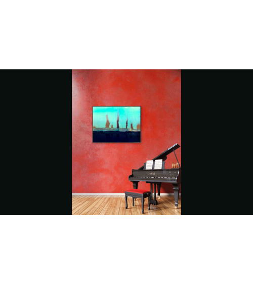 PROMENADE SOUS LES ARBRES ROUGES | Tableau abstrait contemporain