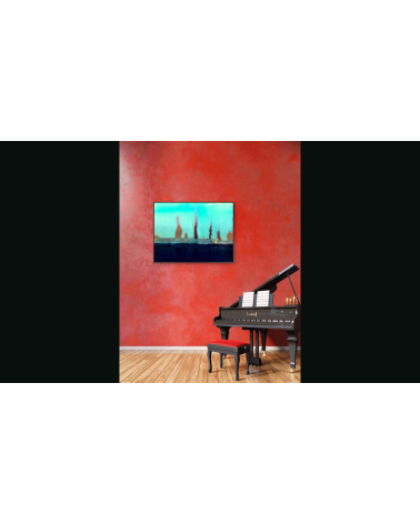 PROMENADE SOUS LES ARBRES ROUGES | Tableau abstrait contemporain