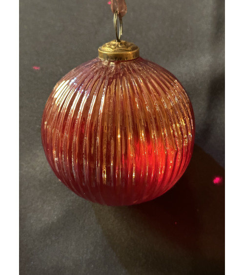 Boule de Noël en verre strié