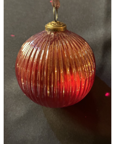 Boule de Noël en verre strié