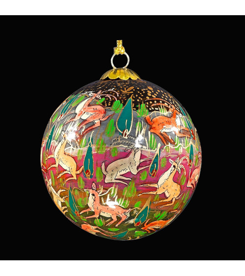 Boule de Noël en papier mâché "Les amis de la forêt"