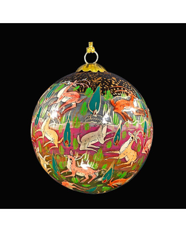 Boule de Noël en papier mâché "Les amis de la forêt"