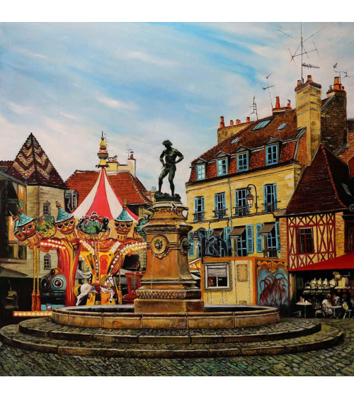 Le Bareuzai, place Rude, Dijon – Huile d'Oleksandr Puzyr