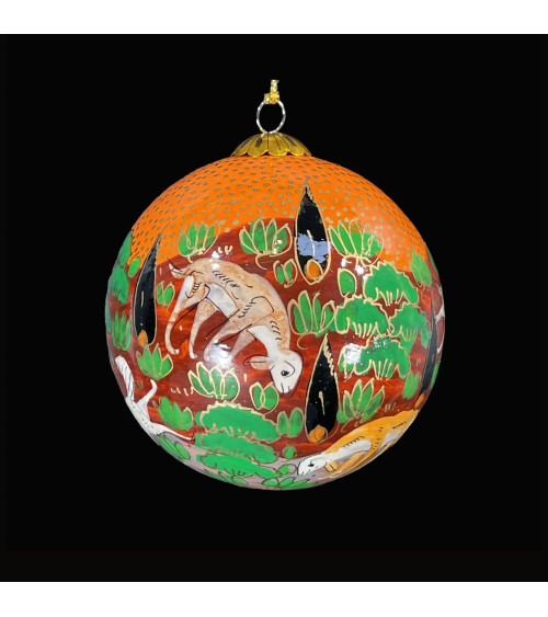 Boule de Noël en papier mâché "Les amis de la forêt"