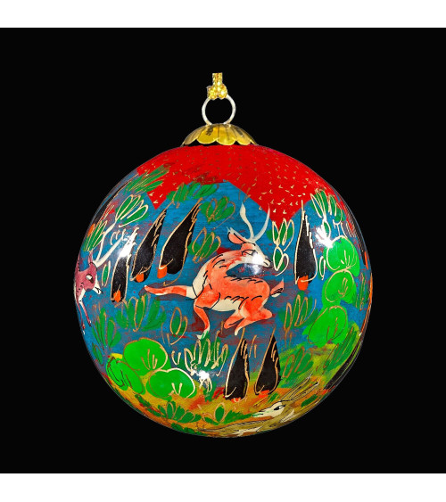 Boule de Noël en papier mâché "Les amis de la forêt"