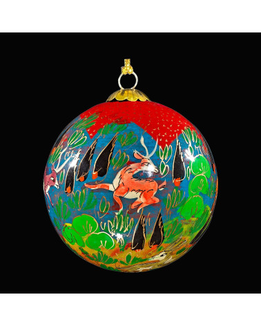 Boule de Noël en papier mâché "Les amis de la forêt"