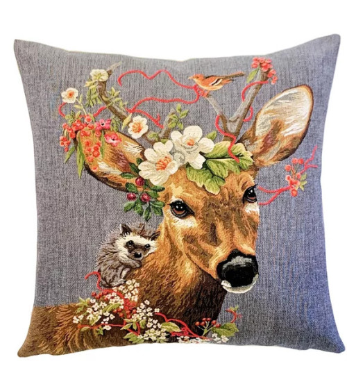 coussin cerf boisé