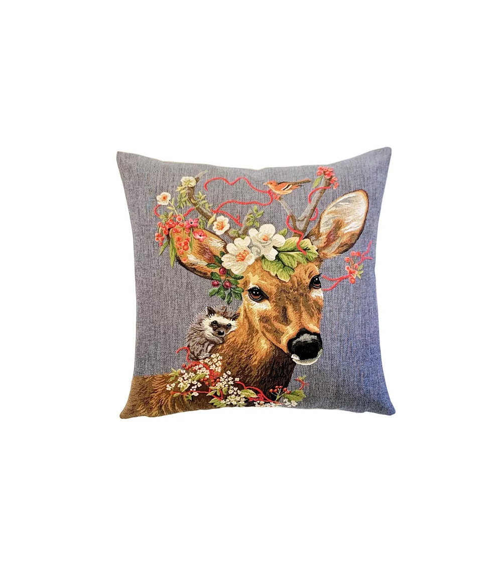 coussin cerf boisé