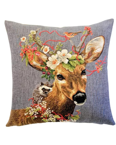 coussin cerf boisé