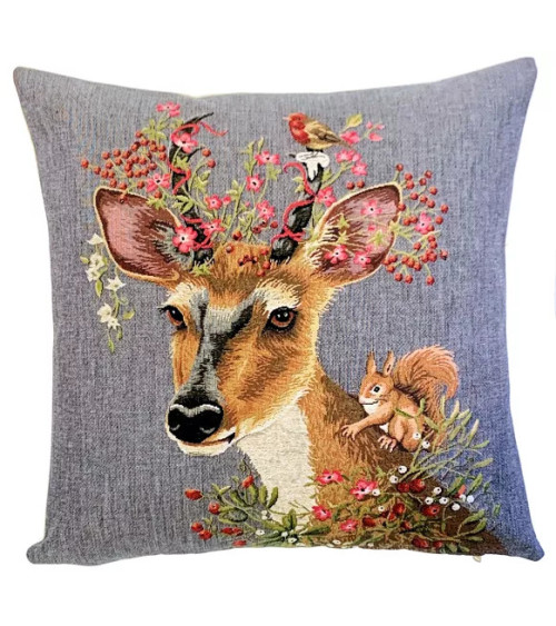 Coussin Cerf et écureuil