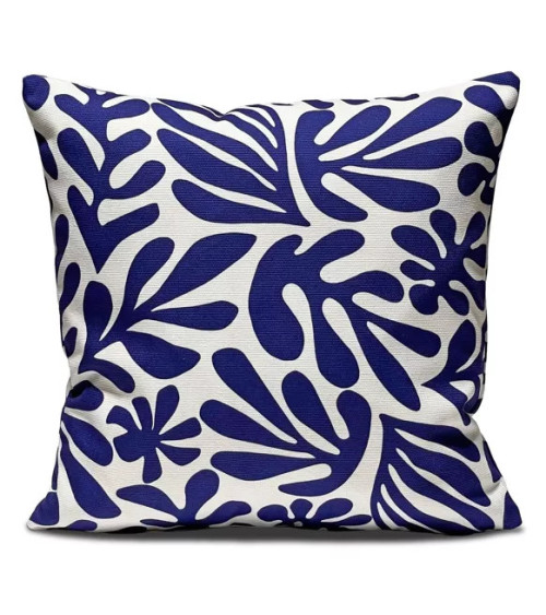 Housse de coussin 100% coton inspiré des motifs marins bleus d'Henri M