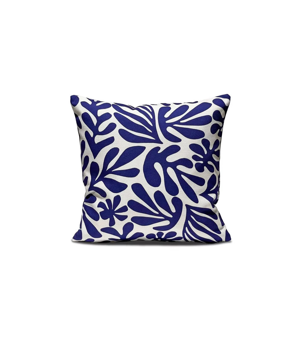 Housse de coussin 100% coton inspiré des motifs marins bleus d'Henri M