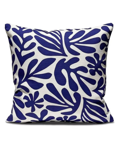 Housse de coussin 100% coton inspiré des motifs marins bleus d'Henri M