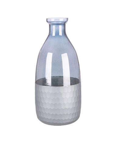Vase bouteille en verre gris et argent aux accents résolumentcontempor