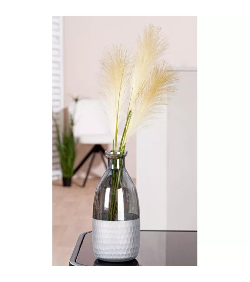 Vase bouteille en verre gris et argent aux accents résolumentcontempor