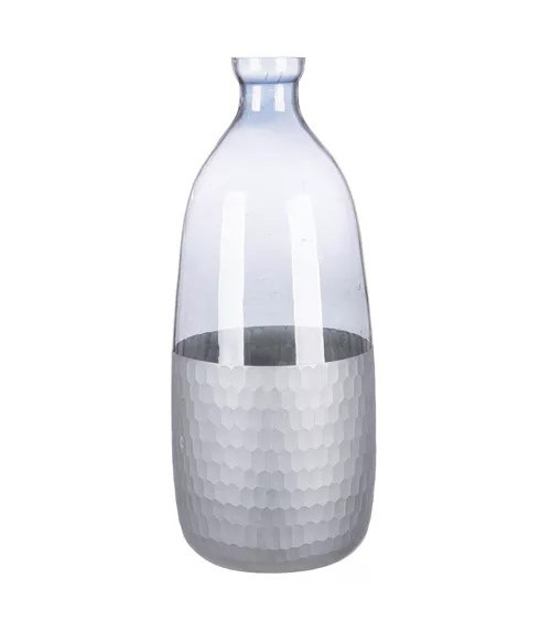 Grand vase Canus en verre gris et argenté