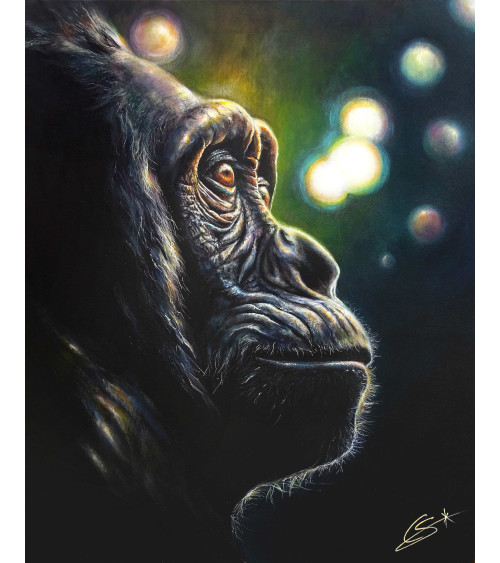 Gorille "Nébuleuse", peinte en 2025 par Constance SCHROEDER.