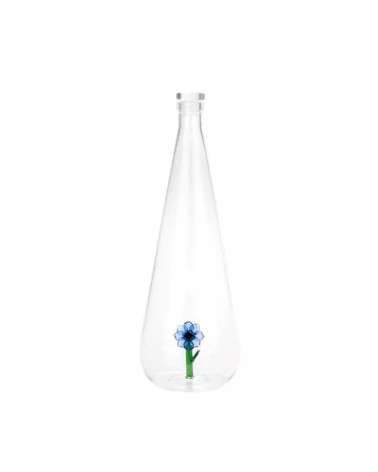 Superbe jolie bouteille en verre borosilicate ornée d'une jolie fleur.