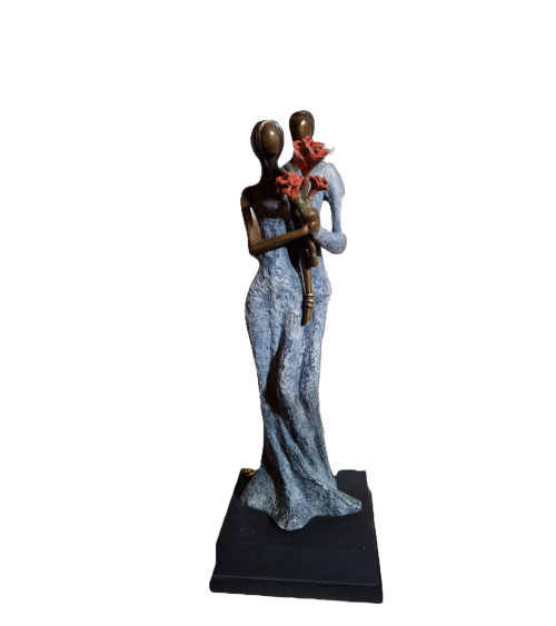 Couple élégant en bronze coulé à la cire perdue par Issouf Bonkoungou.