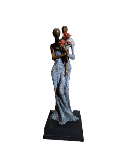 Couple élégant en bronze coulé à la cire perdue par Issouf Bonkoungou.